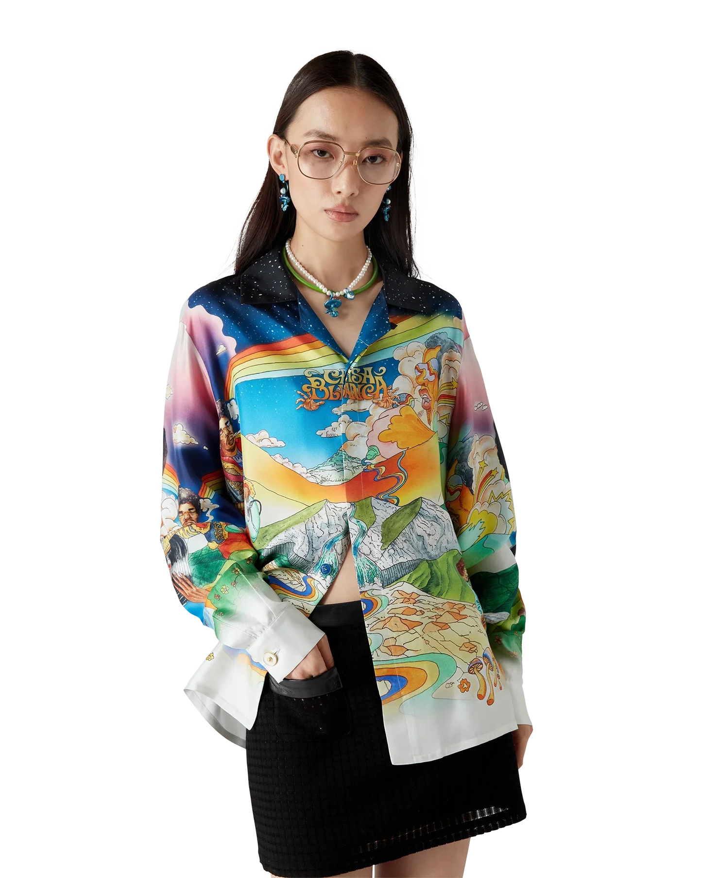 Chemise en soie à manches longues La Musique