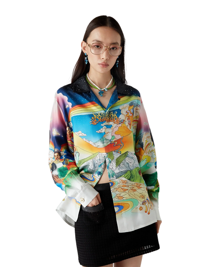Chemise en soie à manches longues La Musique