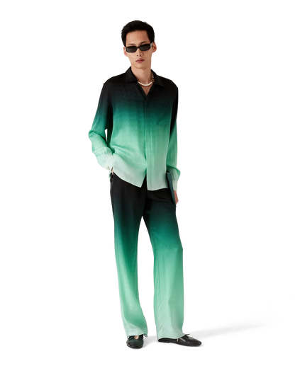 Chemise en soie à manches longues jacquard dégradé Ping Pong