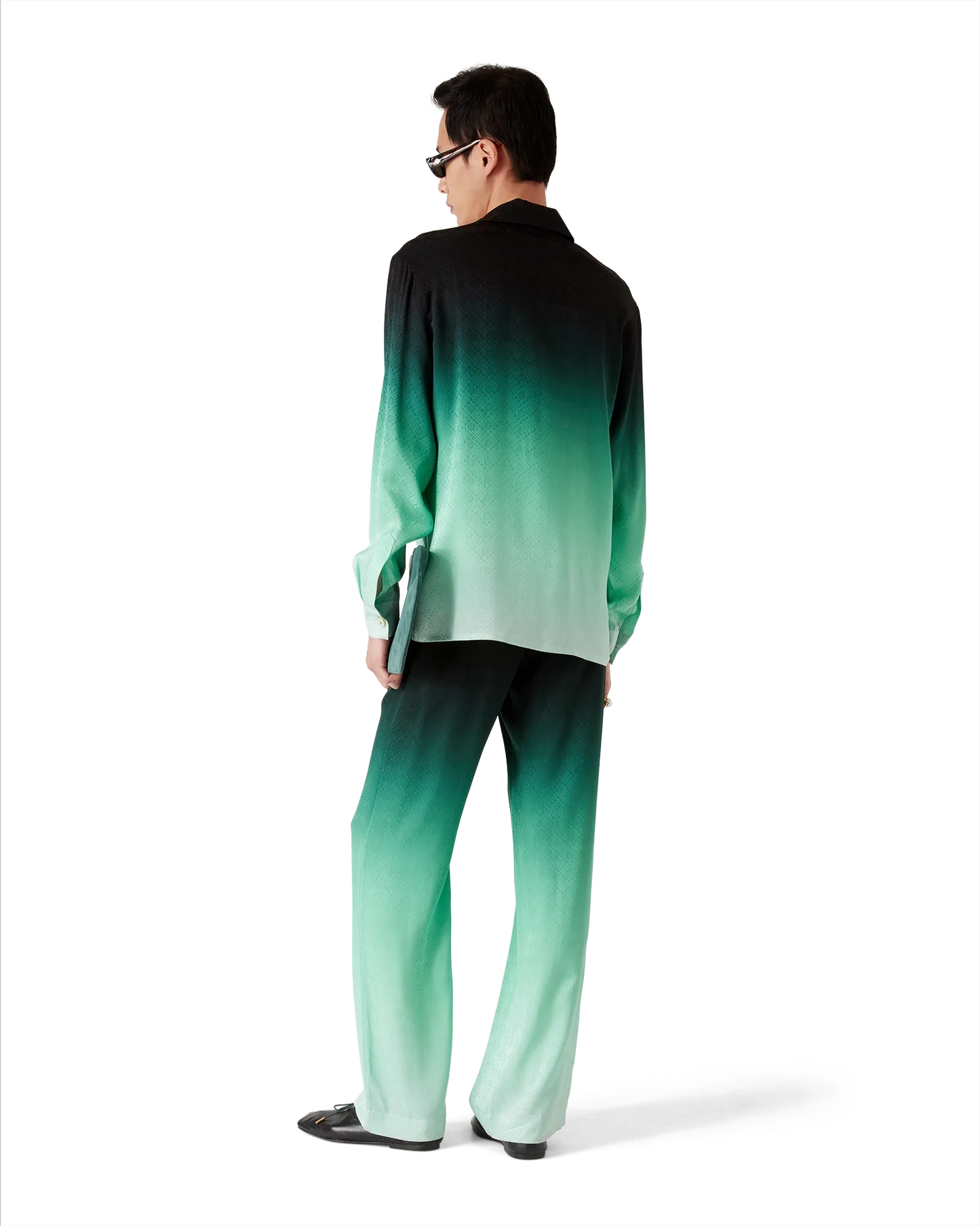 Chemise en soie à manches longues jacquard dégradé Ping Pong