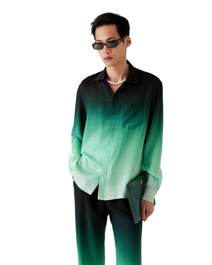 Chemise en soie à manches longues jacquard dégradé Ping Pong