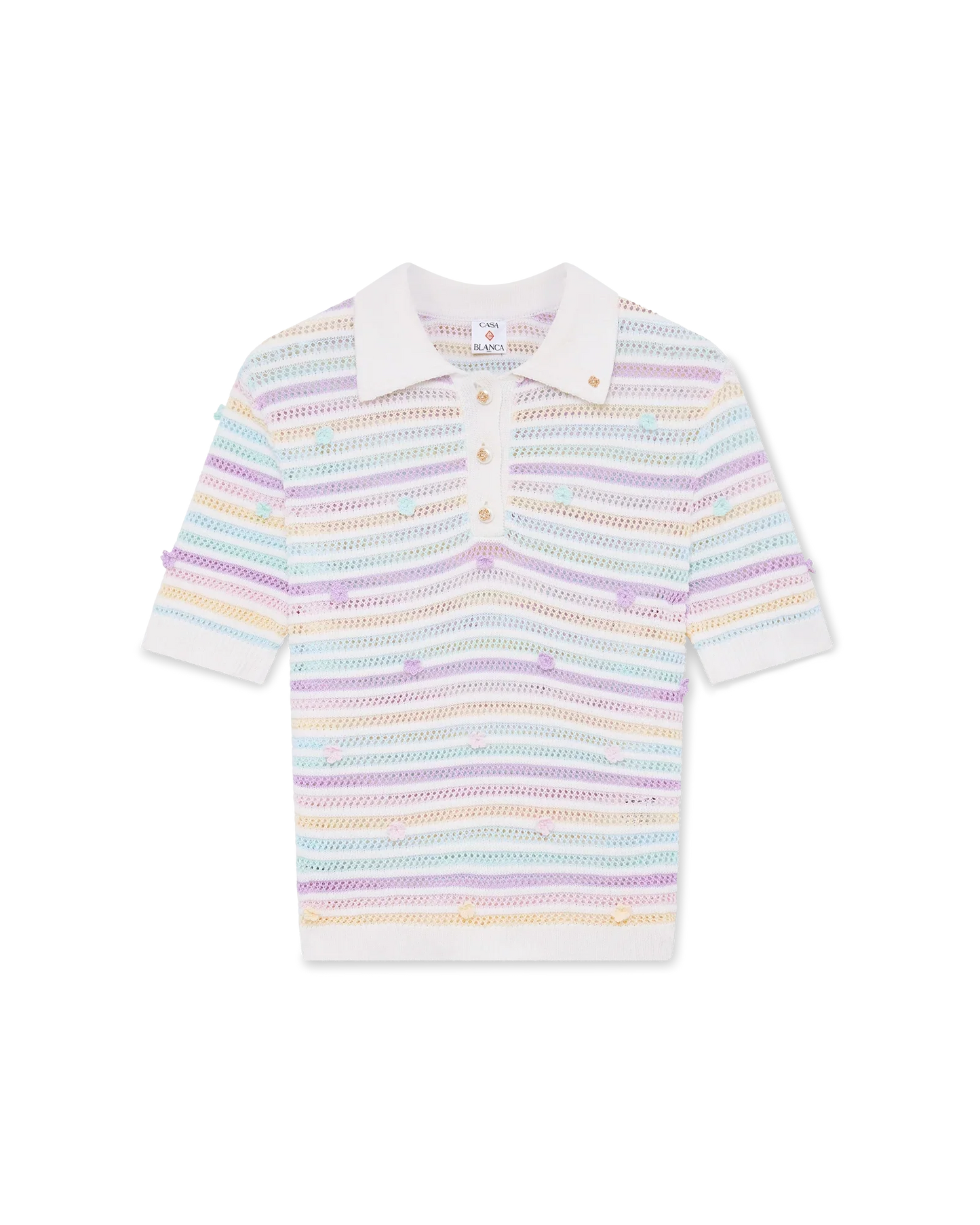 Polo fleuri en coton crocheté