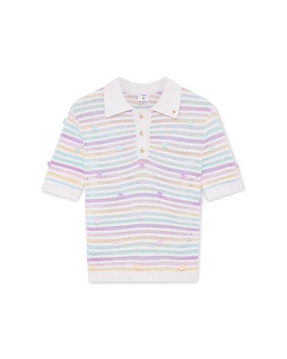 Polo fleuri en coton crocheté