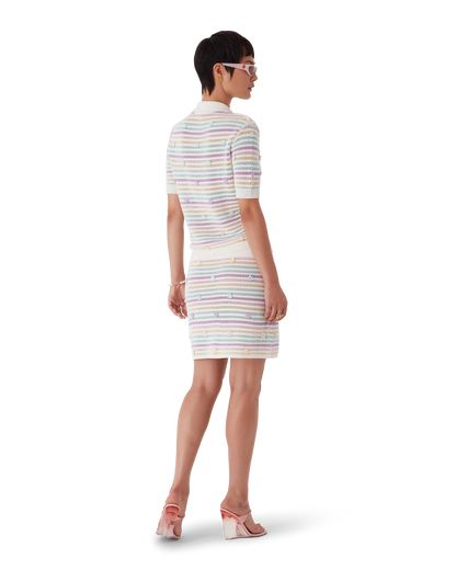 Polo fleuri en coton crocheté