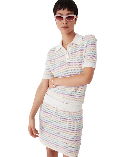 Polo fleuri en coton crocheté