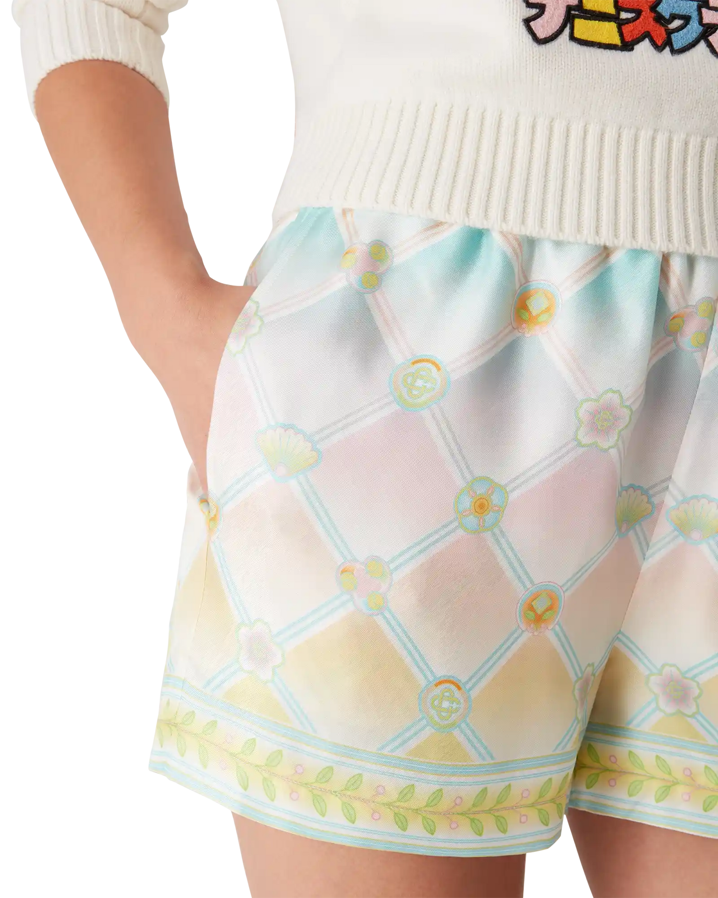 Short en serge de soie imprimé Candy Icons