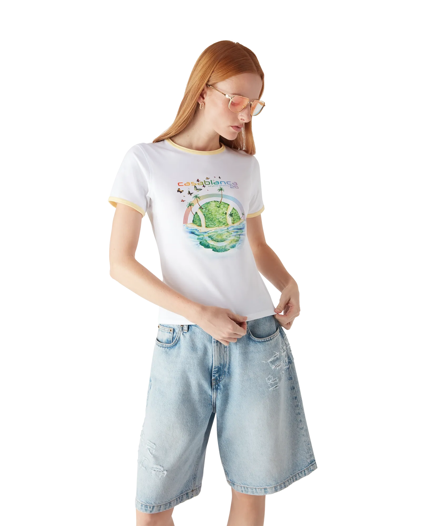 T-shirt à manches courtes Beyond Destiny avec liseré contrastant et coupe longue