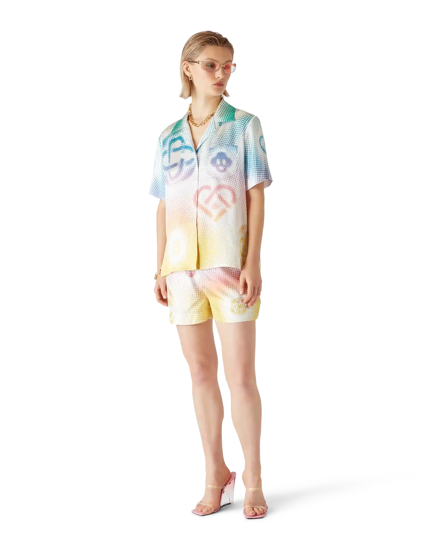 Halftone Logo Silk Shorts