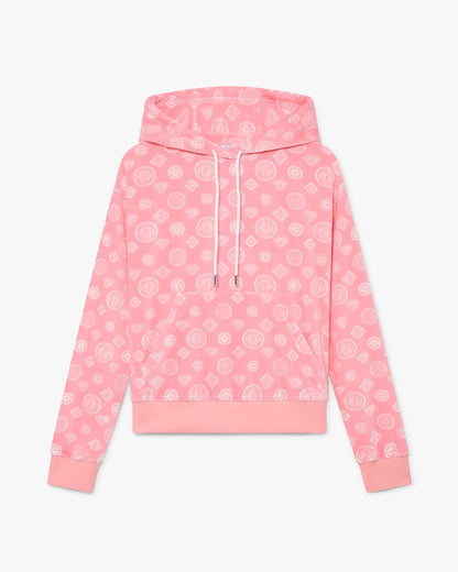 Sweat à capuche en velours rose monogrammé