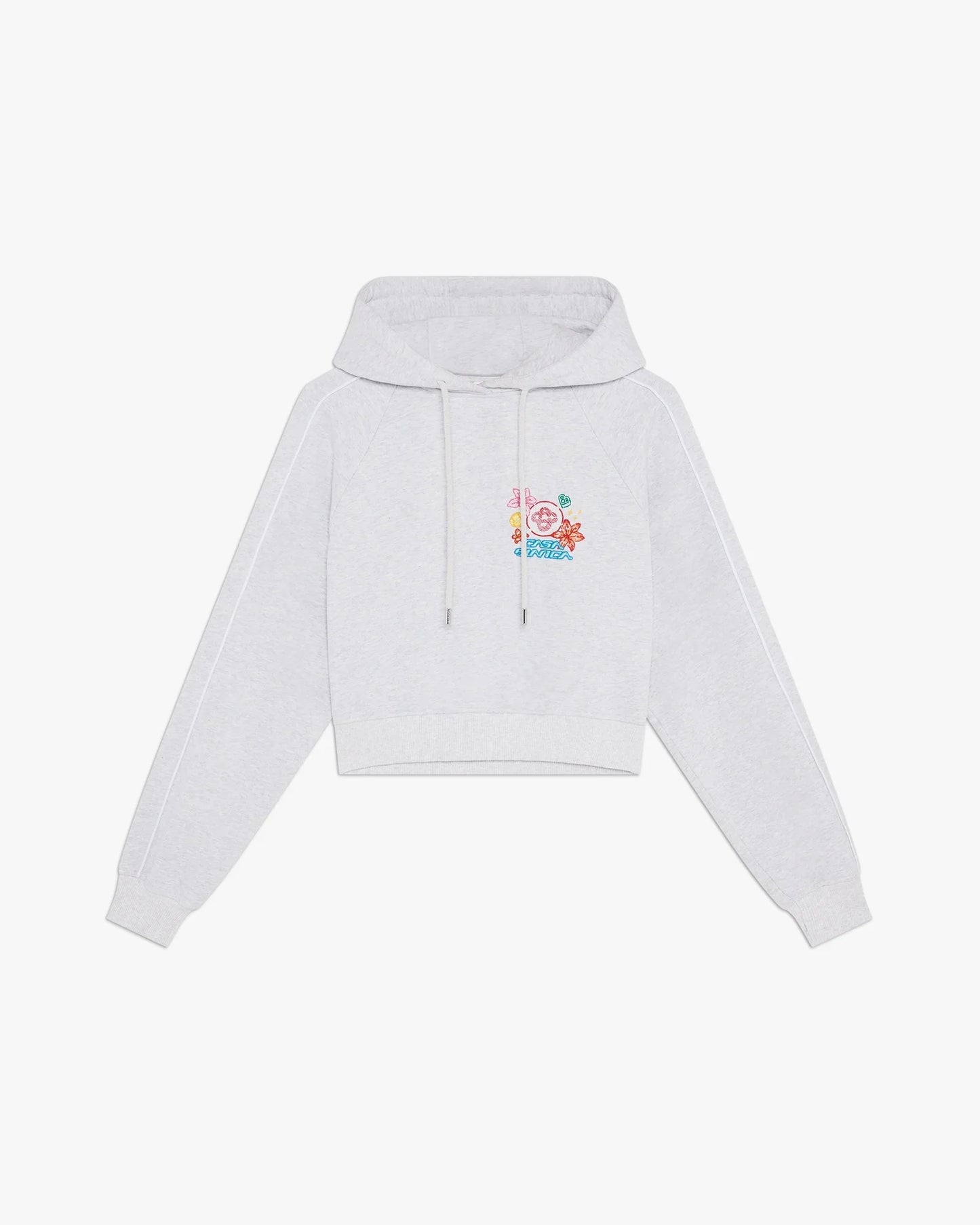 Sweat-shirt court à capuche brodé gris