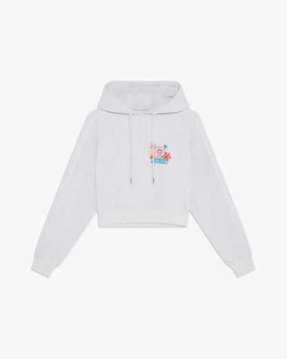 Sweat-shirt court à capuche brodé gris