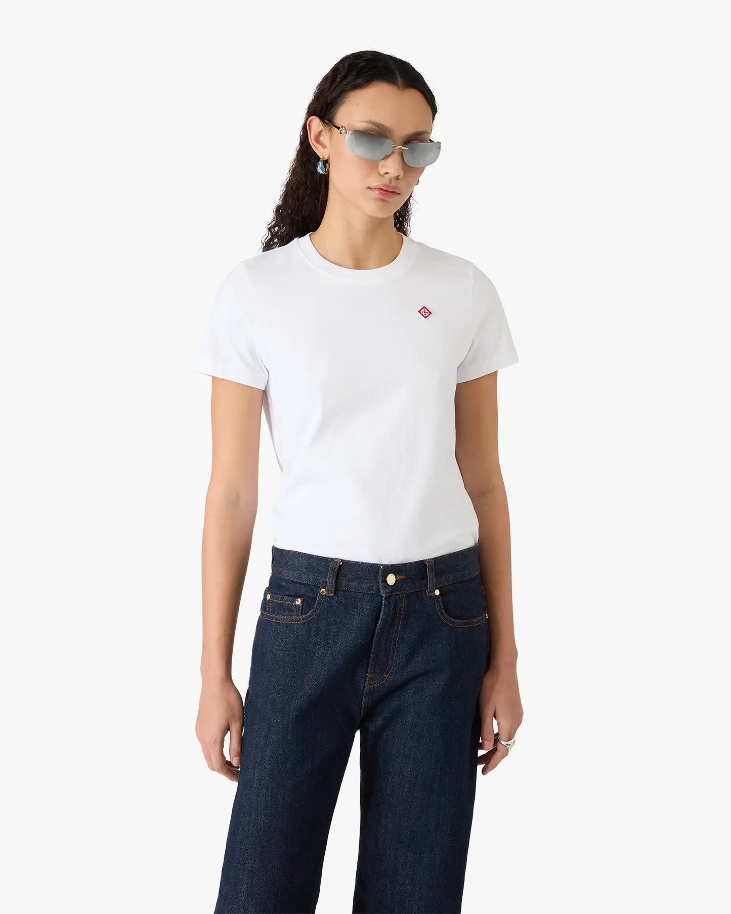 Classic Embroidery Patch Fitted Short Sleeve T-Shirt