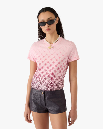 T-shirt à manches courtes monogramme aubergine dégradé