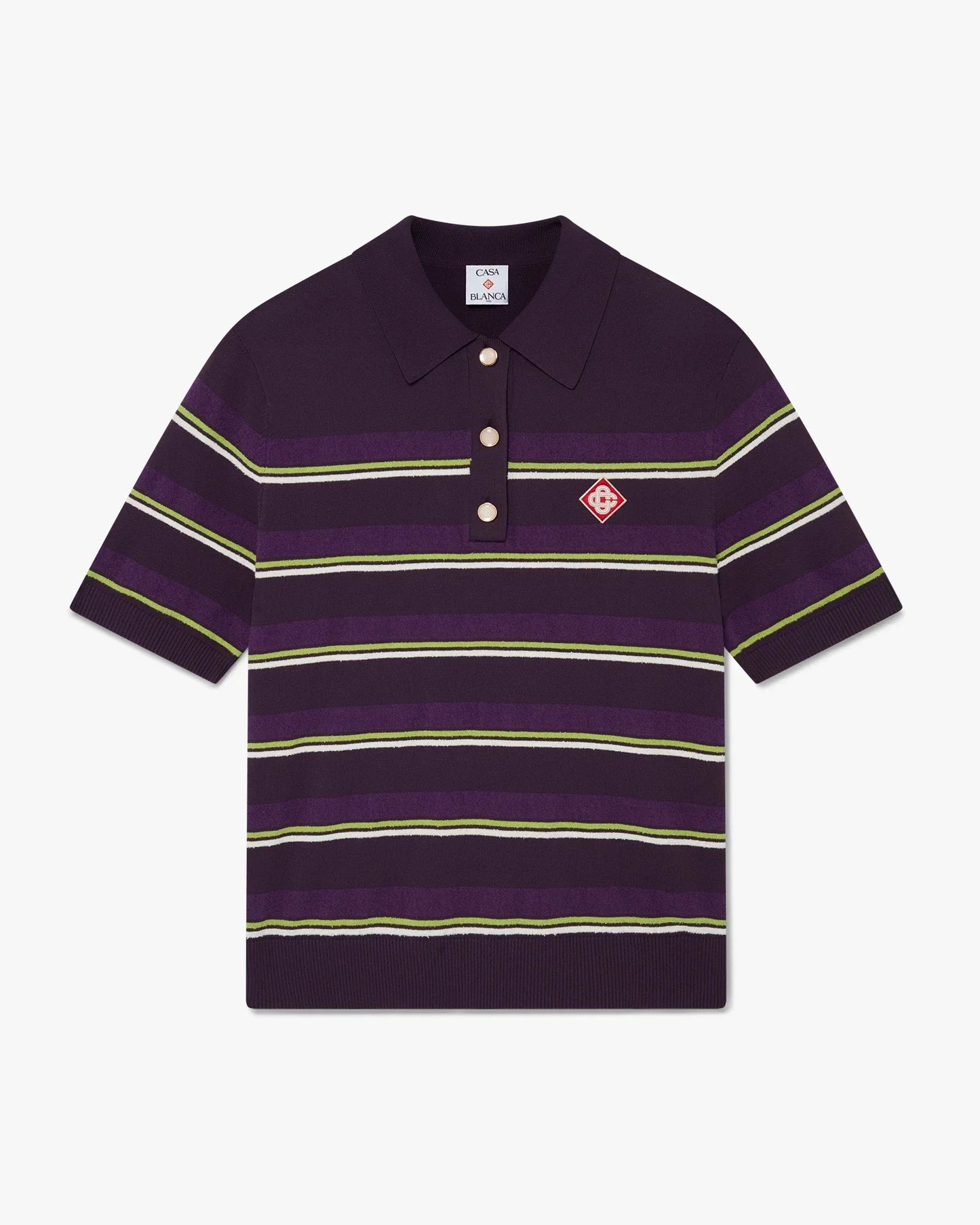 Polo ajusté à rayures violettes et vertes