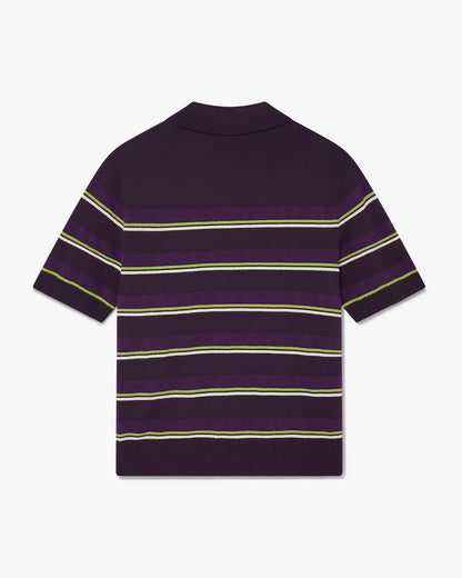 Polo ajusté à rayures violettes et vertes