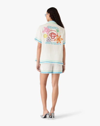 Short en soie Jacquard monogrammé Floral CC Smile