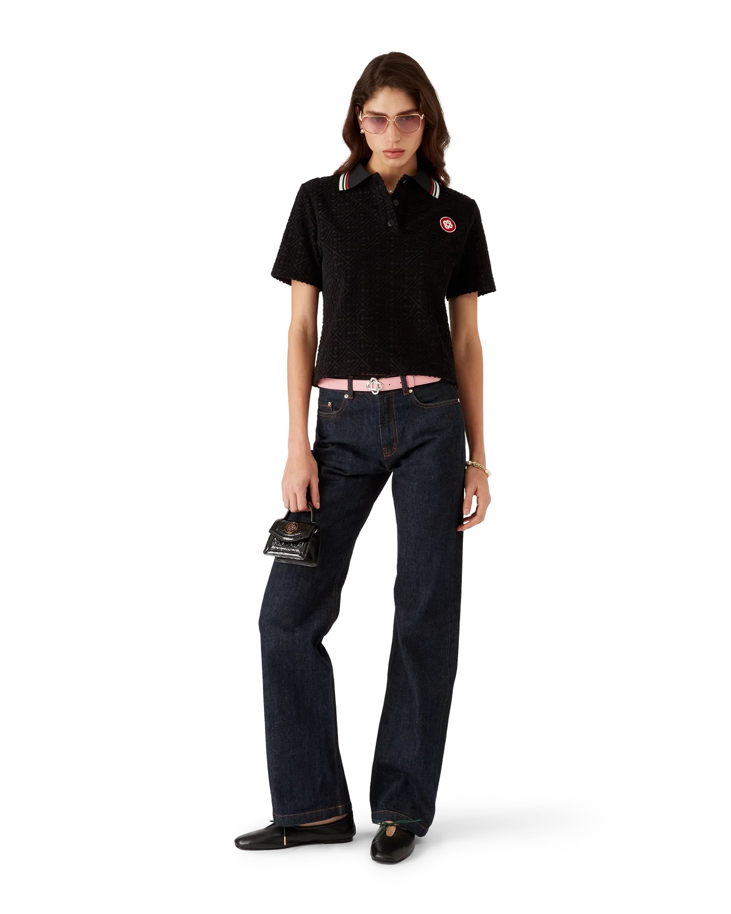 Polo en tissu éponge jacquard monogrammé