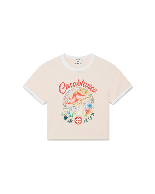 Mushroom Emblem Cropped Short Sleeve T-Shirt