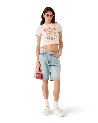 T-shirt court à manches courtes et emblème champignon