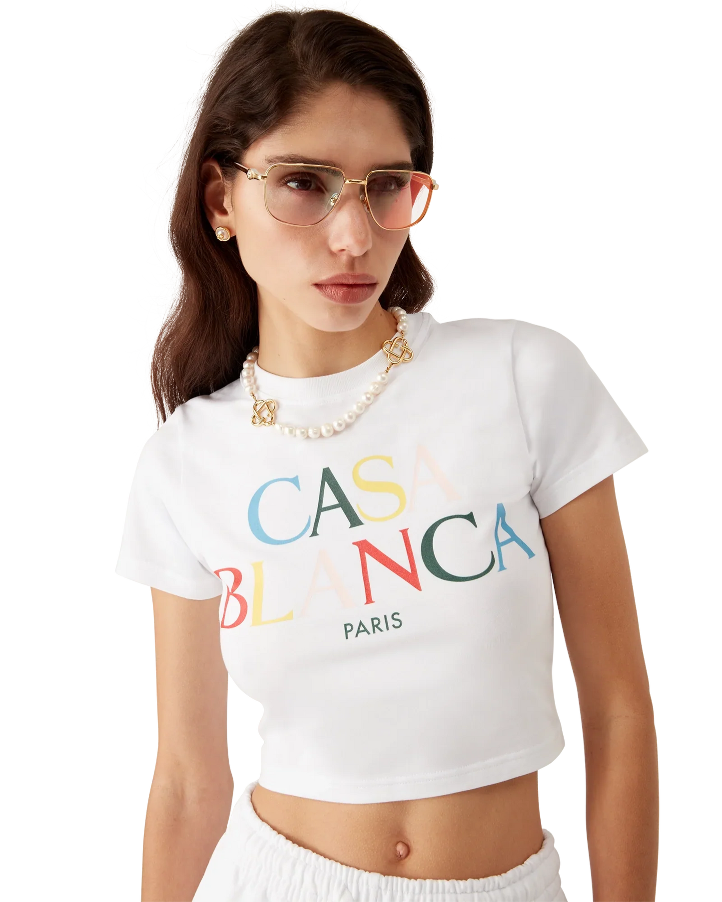 T-shirt court à manches courtes et logo empilé