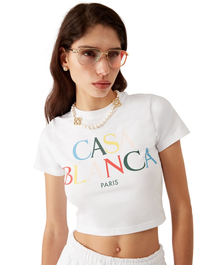 T-shirt court à manches courtes et logo empilé