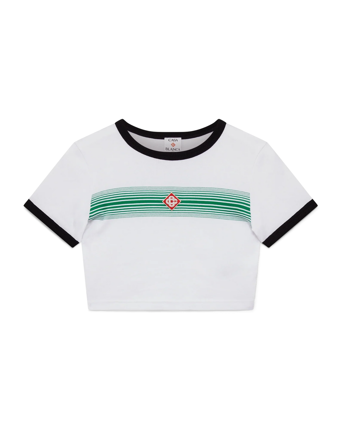 T-shirt à manches courtes à rayures dégradées et liseré contrastant