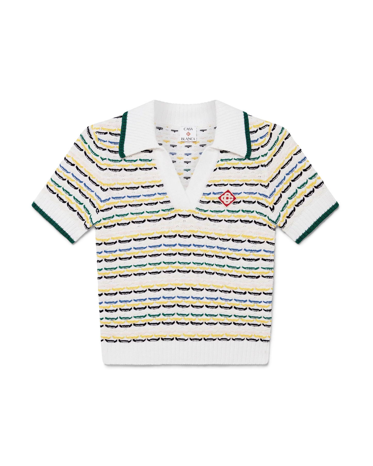 Cotton Tuck Stitch Cropped Polo Shirt