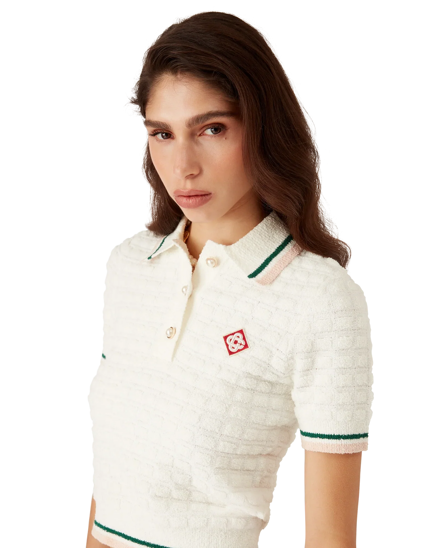 Polo en coton bouclé