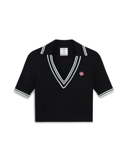 Viscose V-Neck Polo Shirt