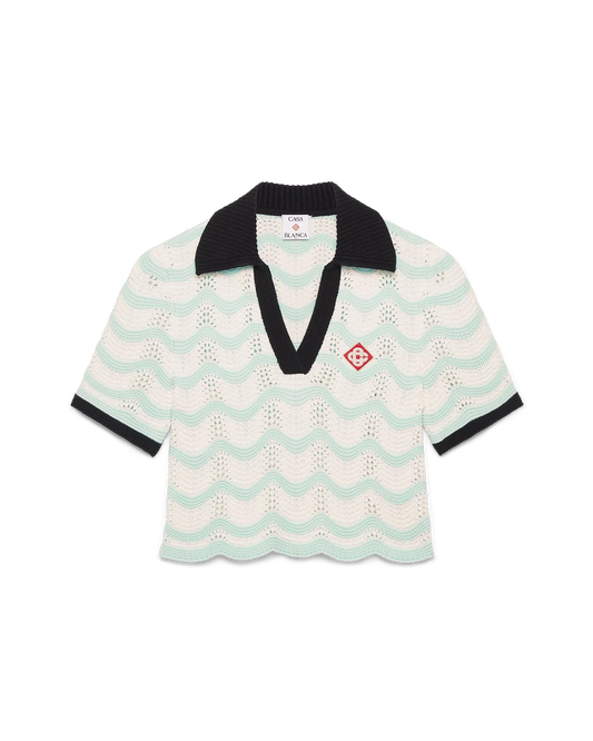 Cotton Wave Crochet Cropped Polo