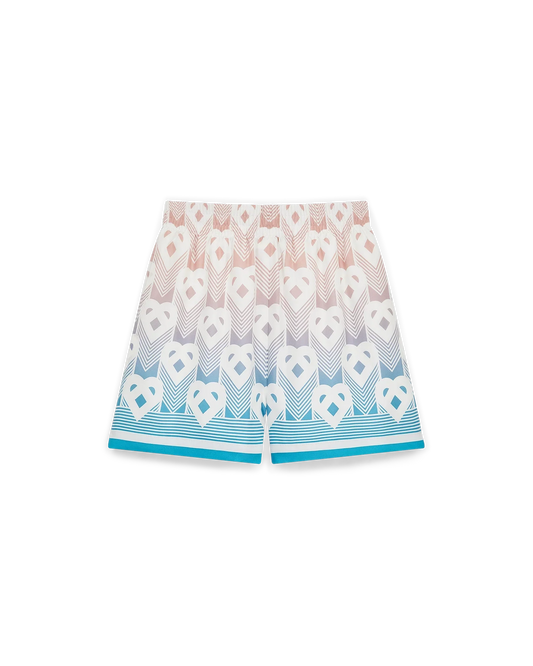 Gradient Heart Monogram Silk Shorts
