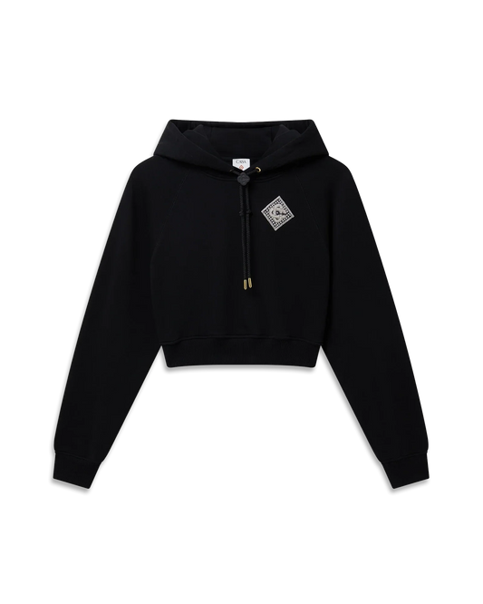 Pearl Diamond Cropped Hooded Sweatshirt