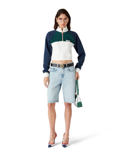 Sweat-shirt court zippé colorblock