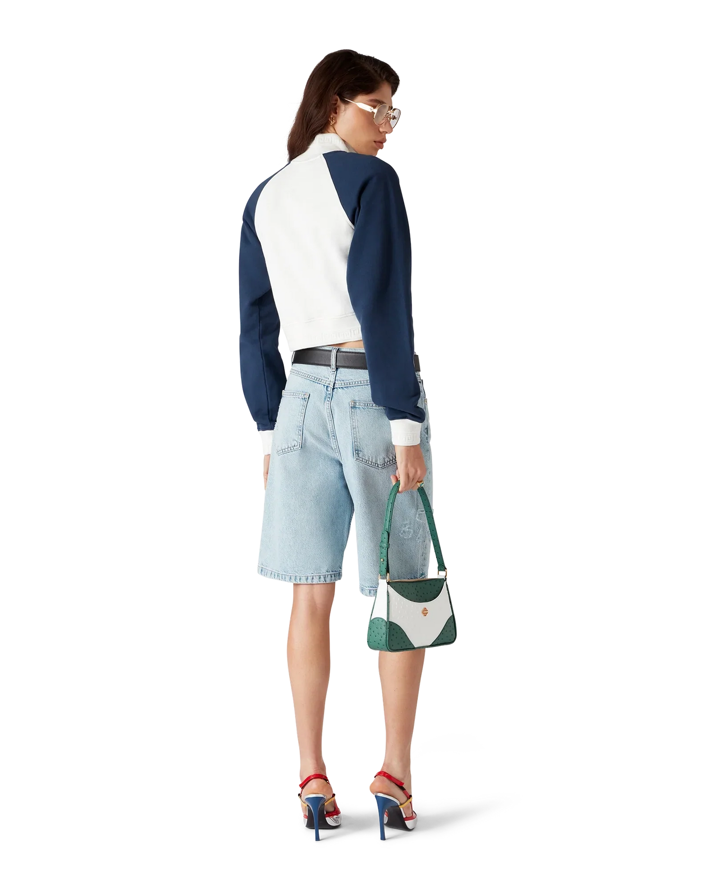 Sweat-shirt court zippé colorblock