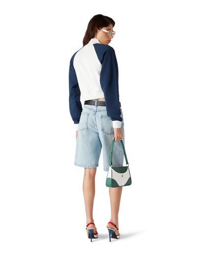 Sweat-shirt court zippé colorblock