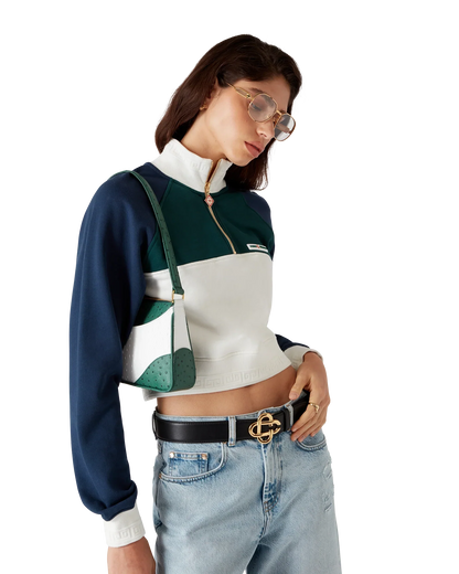 Sweat-shirt court zippé colorblock