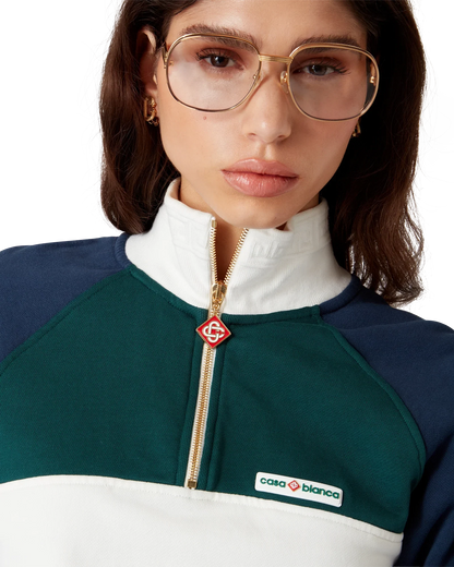 Sweat-shirt court zippé colorblock