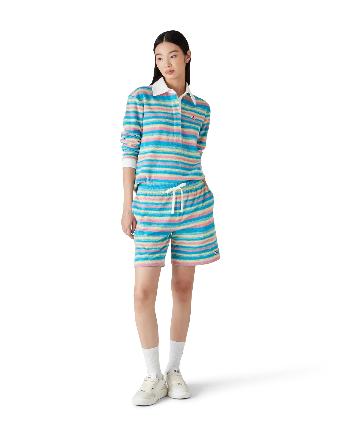 Polo en tissu éponge rayé