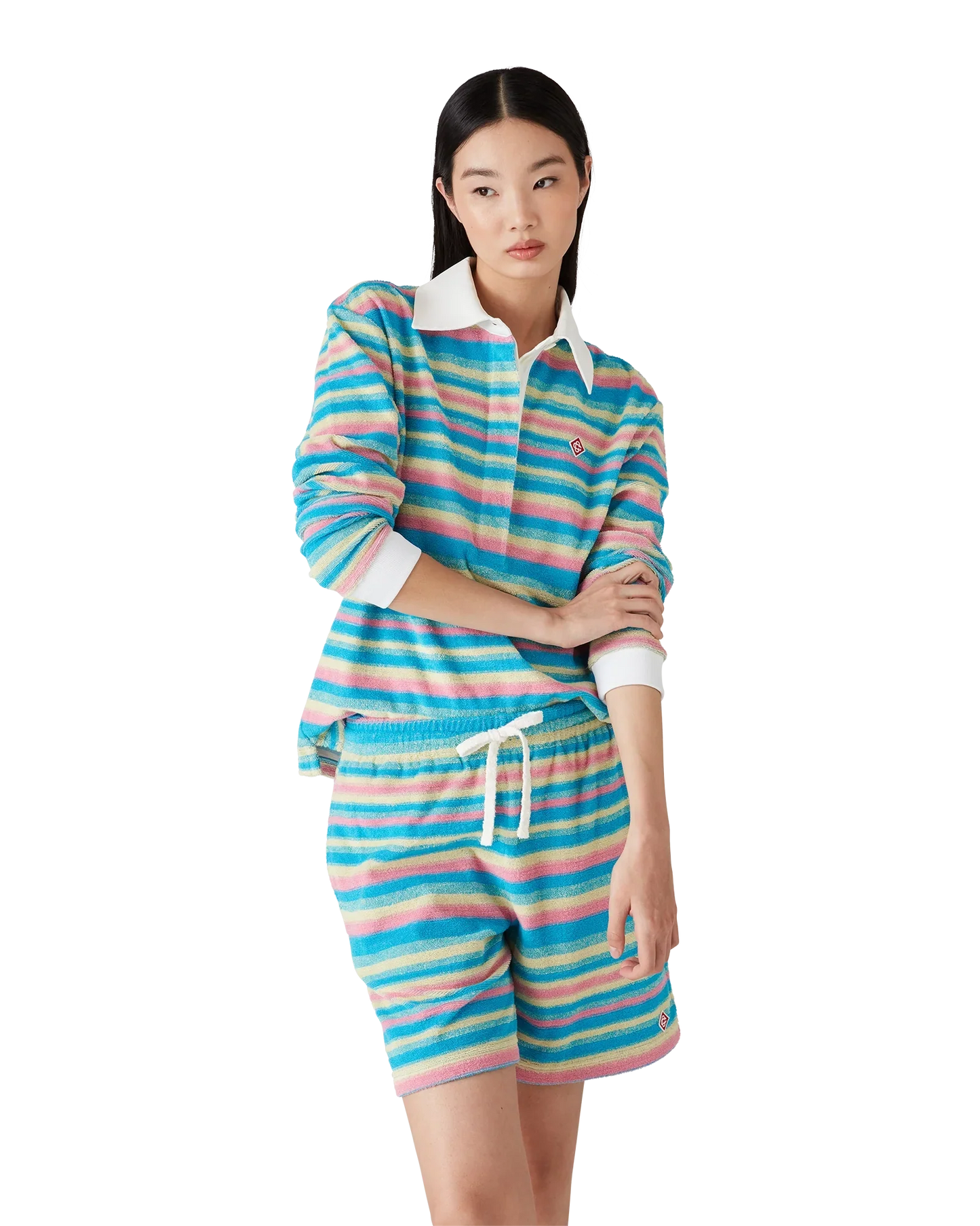 Polo en tissu éponge rayé