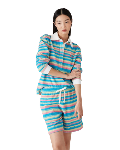 Polo en tissu éponge rayé