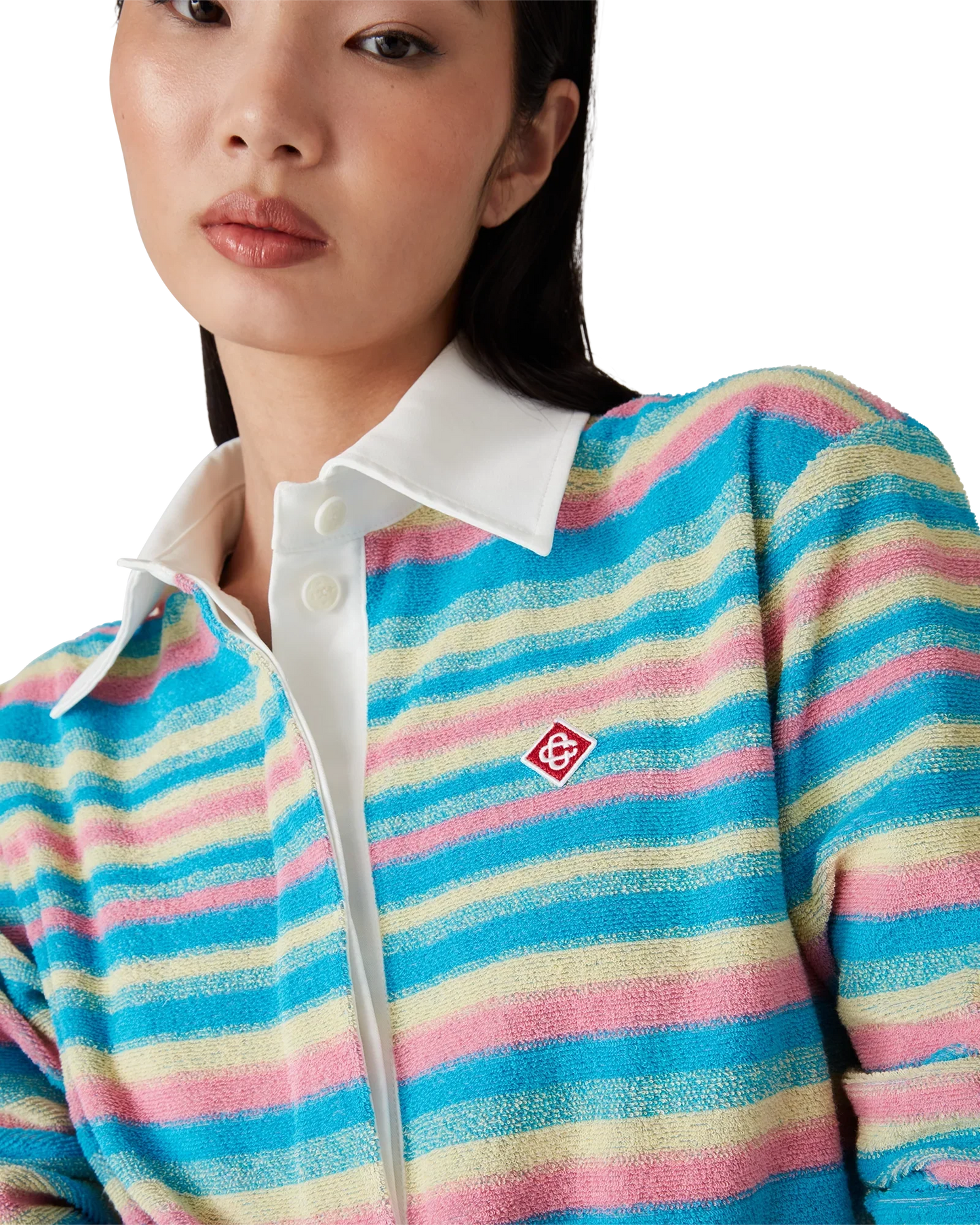 Polo en tissu éponge rayé