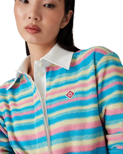 Polo en tissu éponge rayé