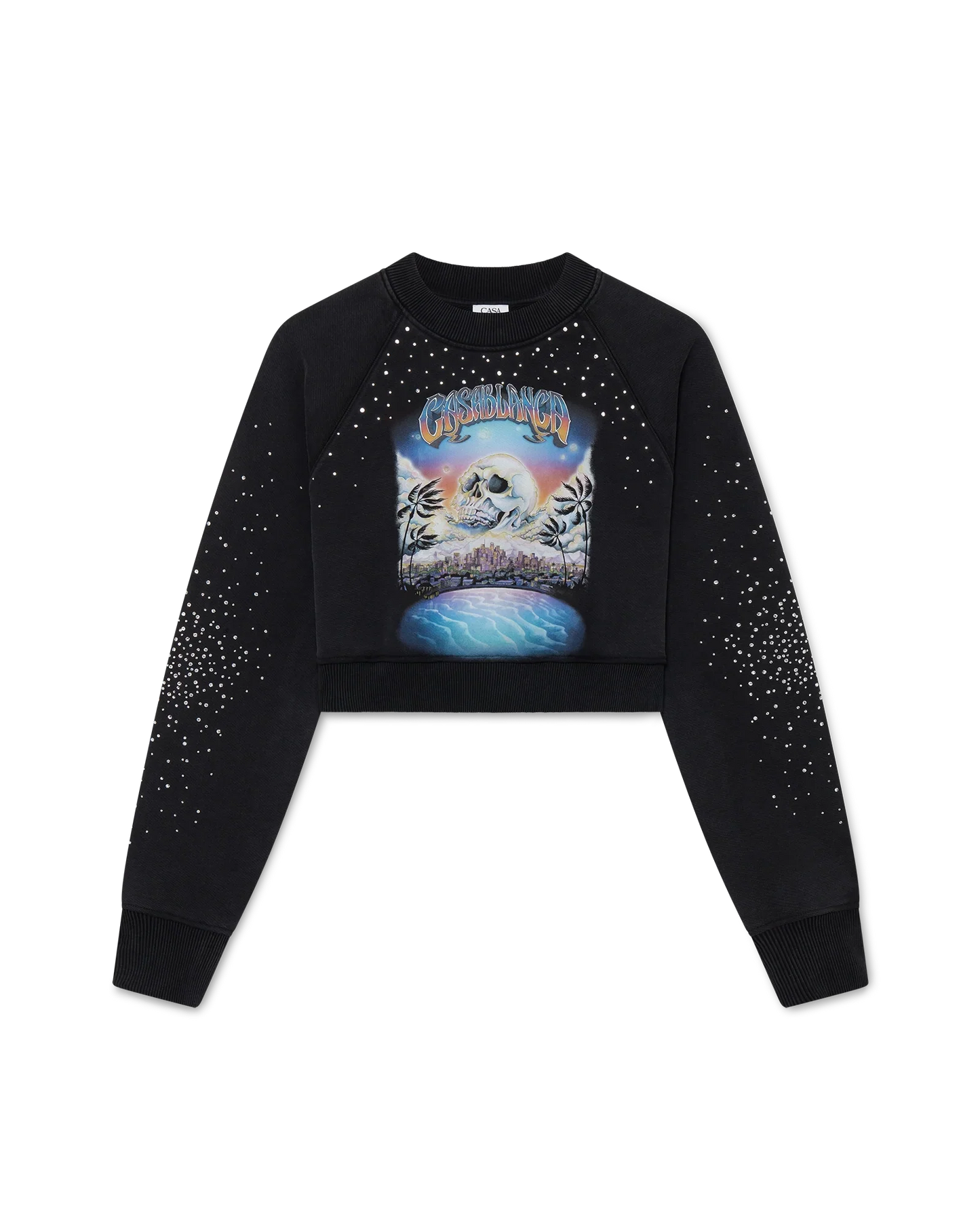 Sweat-shirt court orné de cristaux La Prémonition