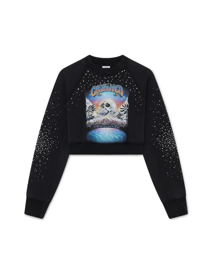 Sweat-shirt court orné de cristaux La Prémonition