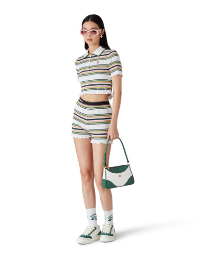 Stripe Shirred Shorts