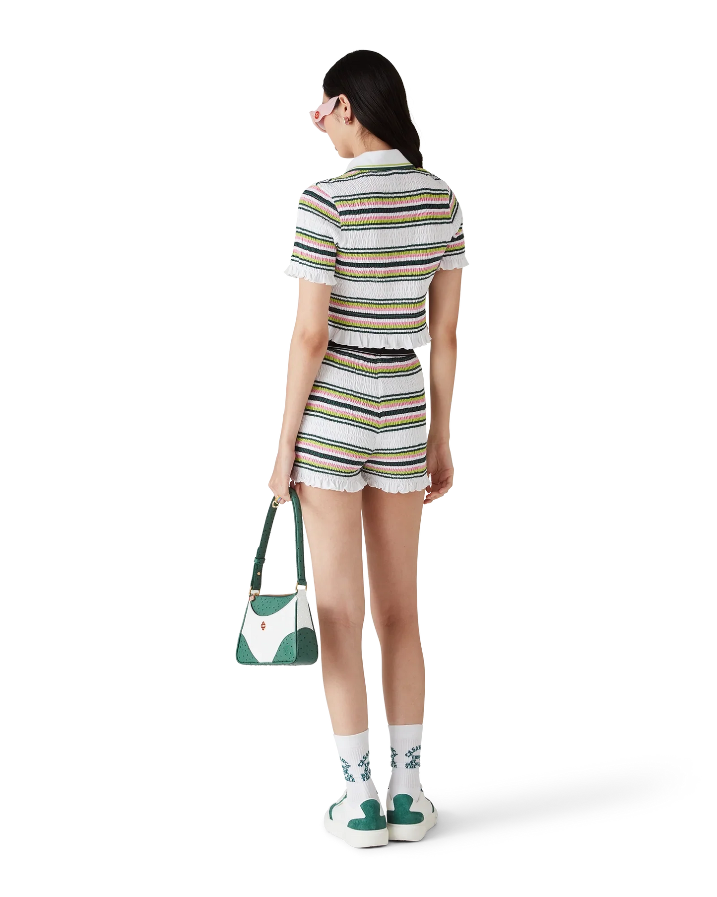 Stripe Shirred Shorts