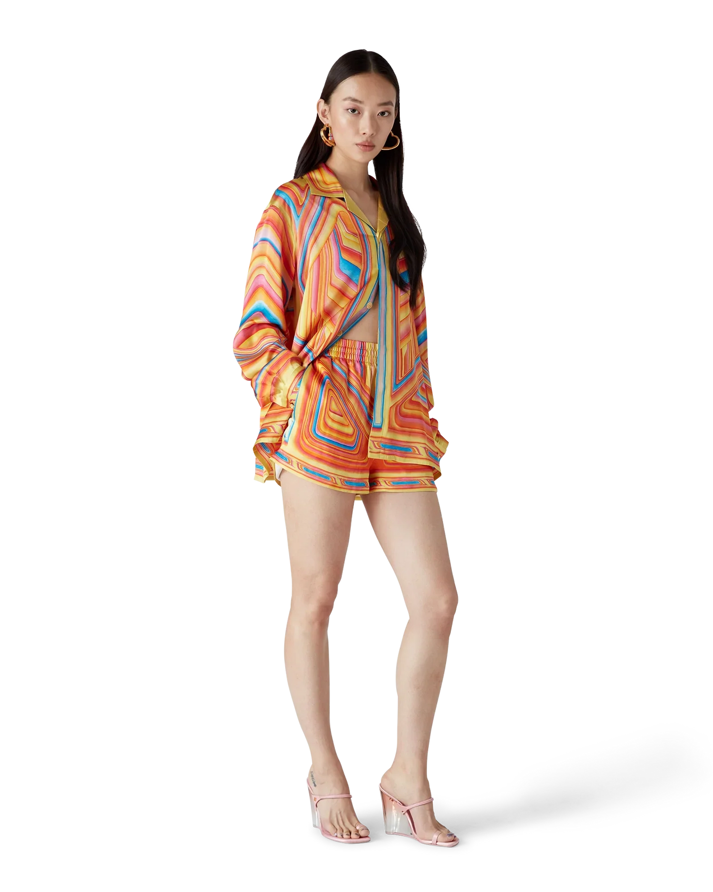 Short en soie taille basse