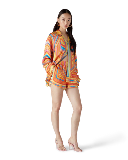 Short en soie taille basse