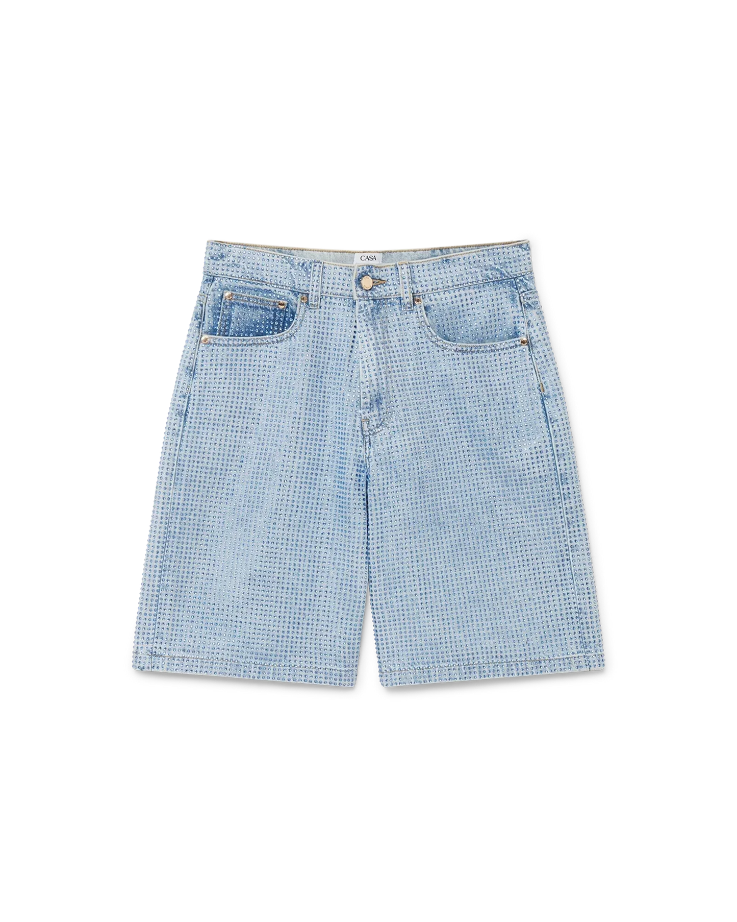Short en jean orné de cristaux