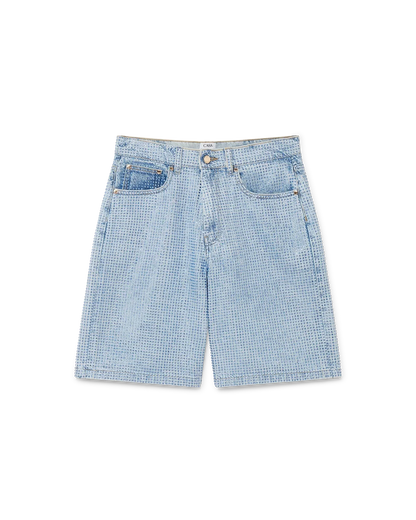 Short en jean orné de cristaux